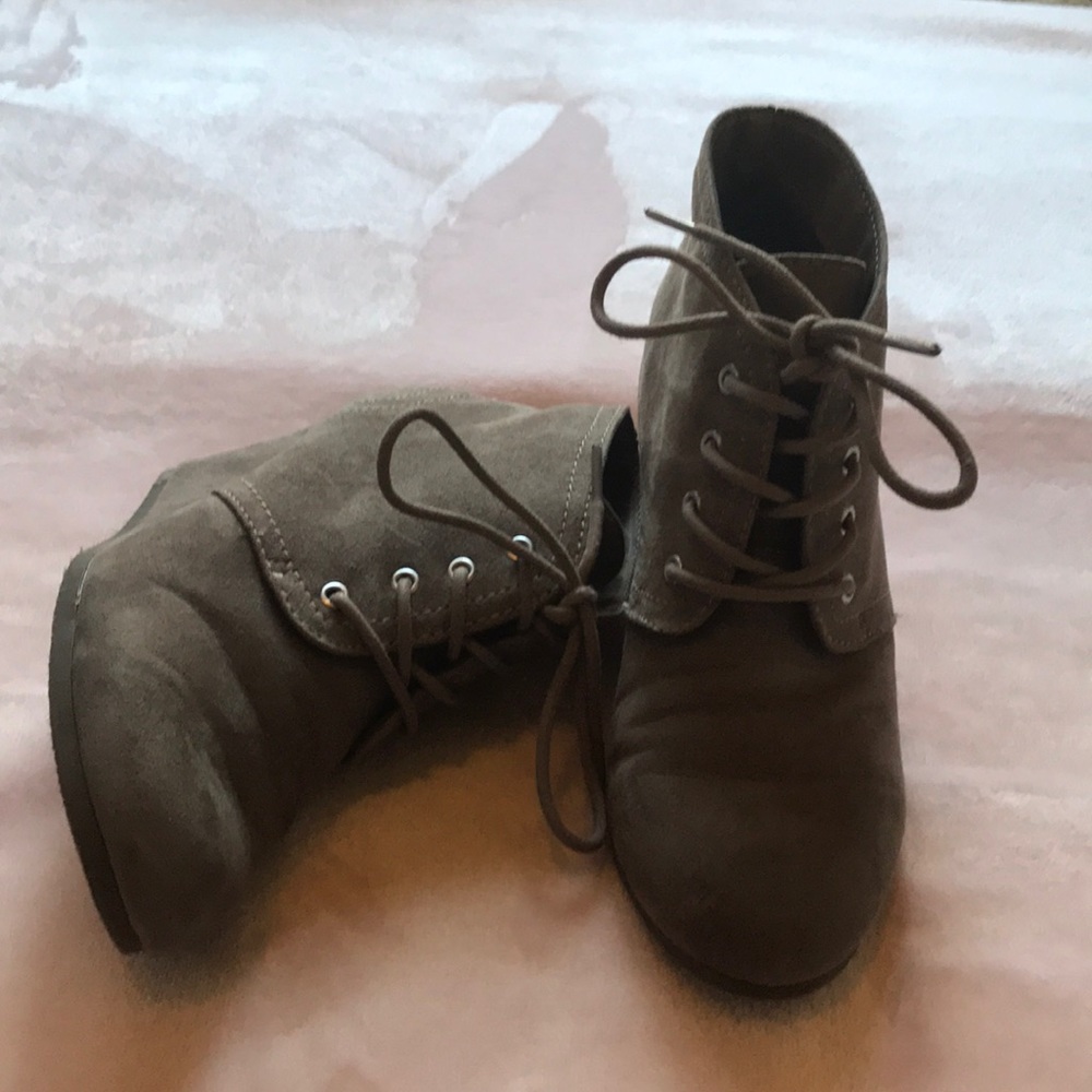 Tan wedge ankle boots